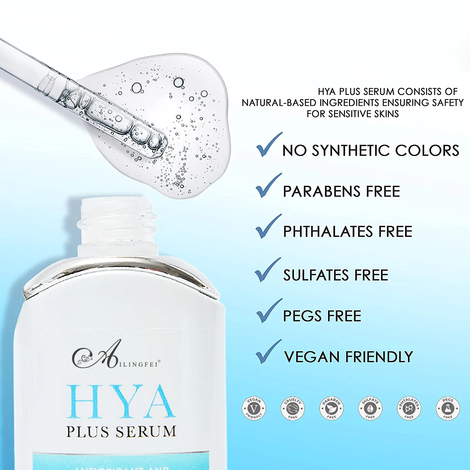 Private Label Natural Anti-Aging, Moisturizes and Plumps Skin Hyaluronic Acid Face Serum Hya Plus Serum