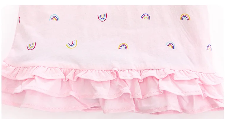 CBM10406 100% Cotton Short Sleeve Polo rainbow print summer Kids baby Girls Princess Dresses Knitted Dress for girls