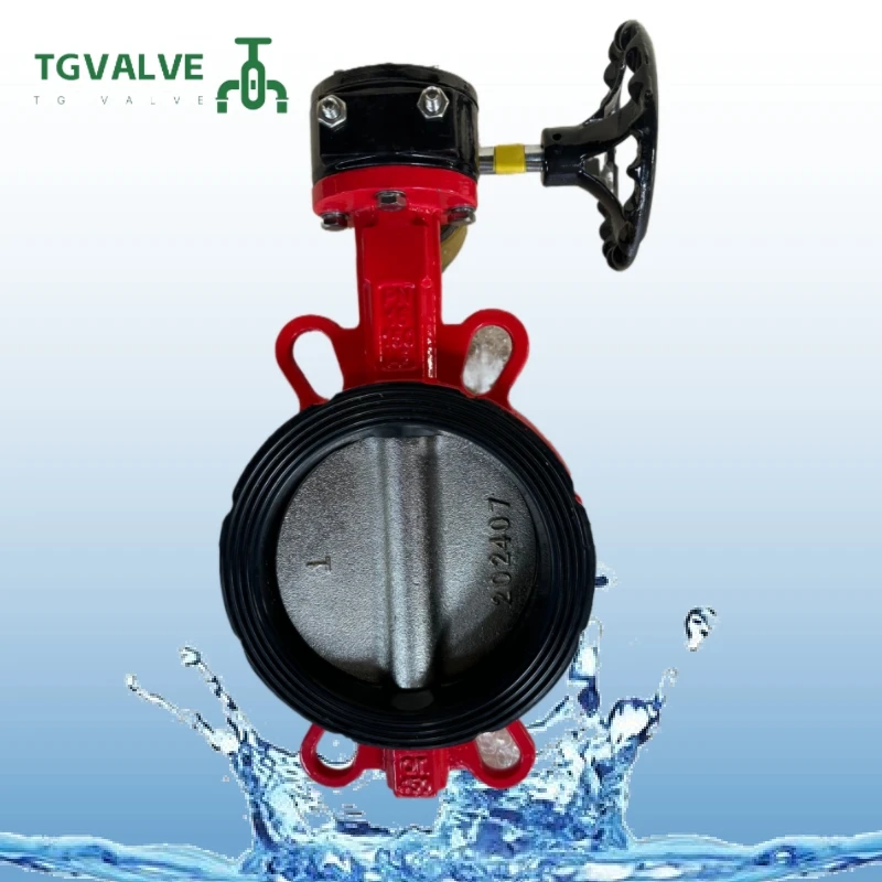 D371X centerline Red fire butterfly valve Manufacturer handwheel valve for water medium nodular cast iron balls