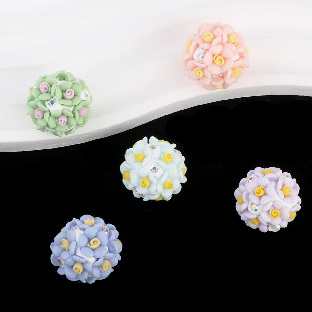 SOJI New 20mm 3D Flower Beads Daisy Rose Small Flower Decoration Ball Beads DIY Handmade Bubblegum Ballpoint Pen Accessories