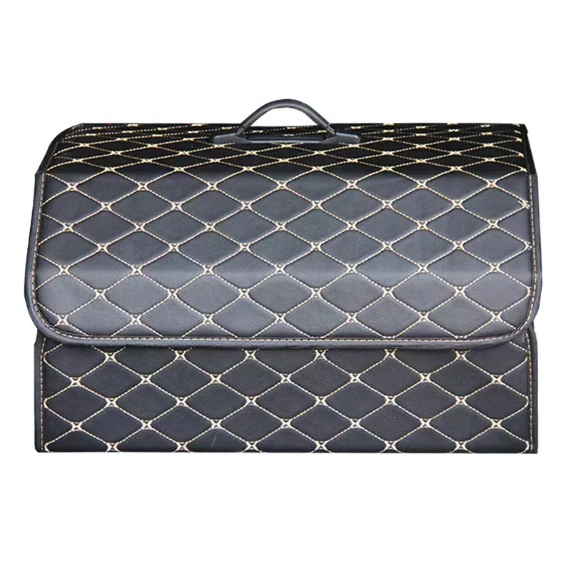 Trunk storage box Multi-functional folding car storage box printed logo leather organizer Car storage box