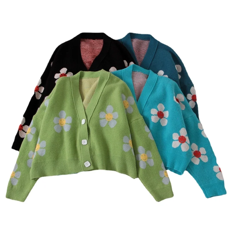 2022 UG hot sale wholesale female long sleeve cardigan jacquard weave knitted v-neck women sweater coat