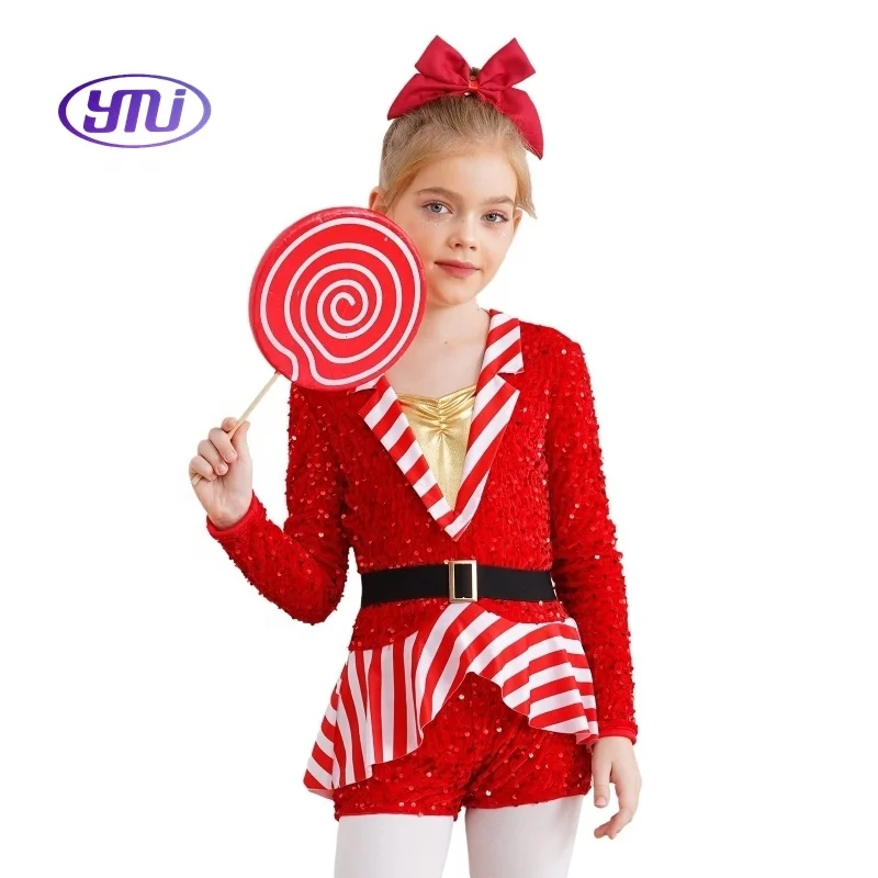 6-16 Custom Wholesale Girl Dance Leotard Child Jumpsuit Party Christmas Costume Kids Performance Wear costumes for children