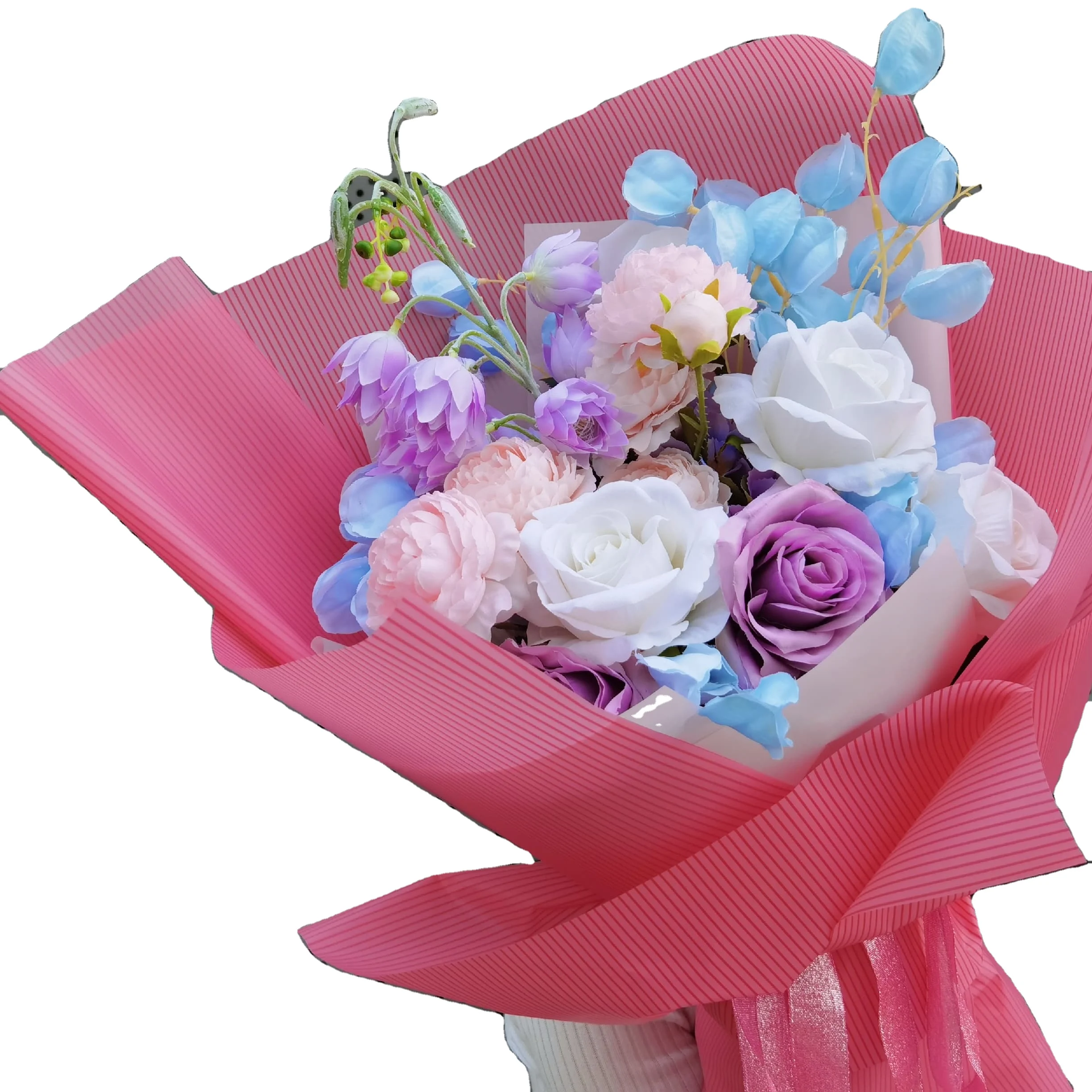 Wholesale Florist Supplies Rose Festival Flower Waterproof Striped Christmas Gift Wrapping Paper