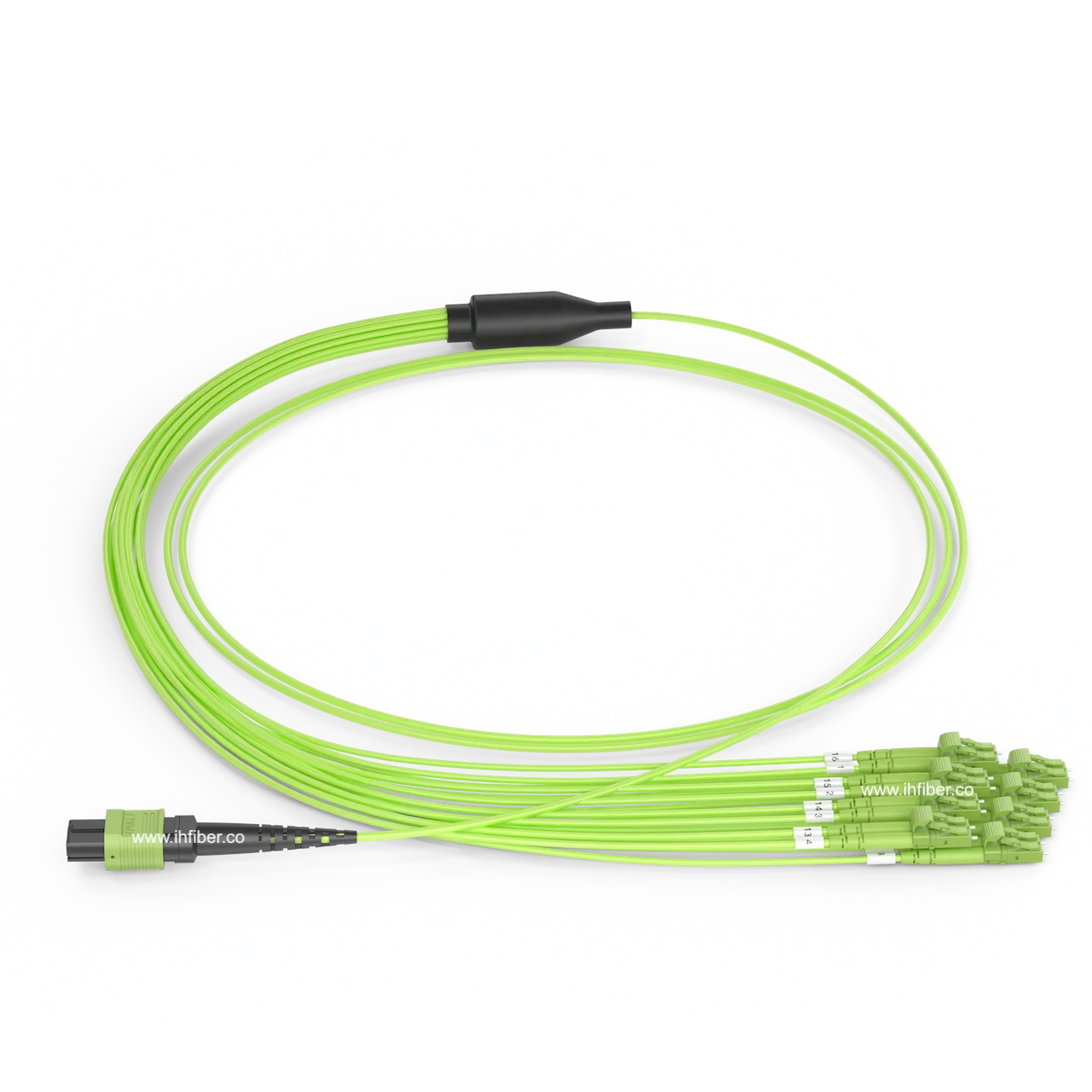 16 ядер, 16 нитей, 16 нитей, 16 волокон, центр обработки данных OM5, многомодовый Разветвительный Кабель с разъемом MPO Female to LC волоконно-оптический патч-корд