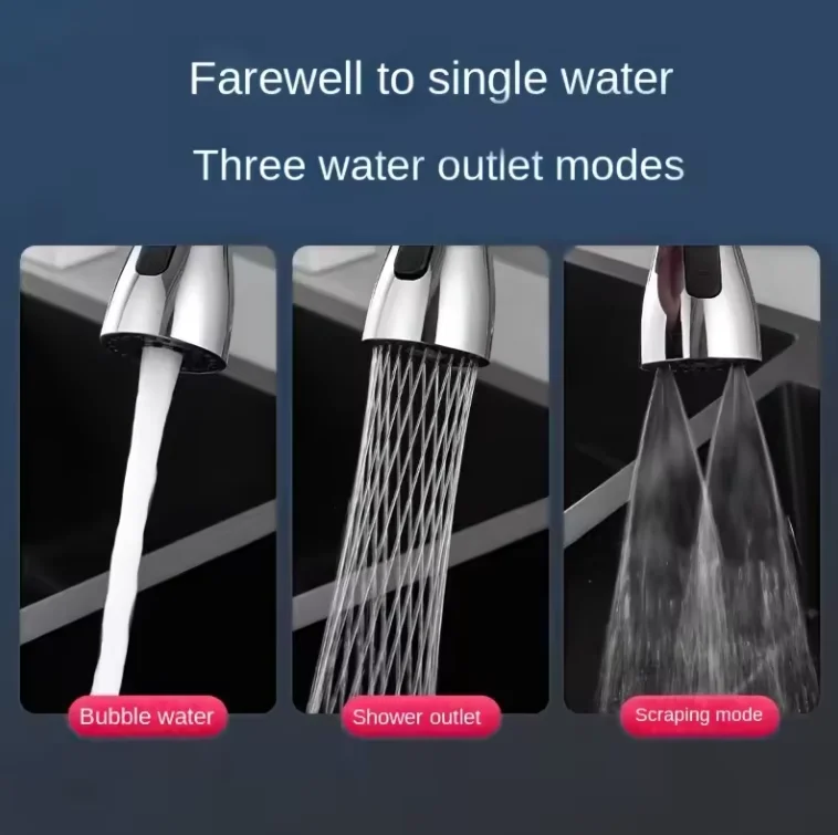 Modern Anti-Splash Faucet with Bubbler Interface External Shower Extender for Kitchen Washbasin Designated for Easy Kitchen Use