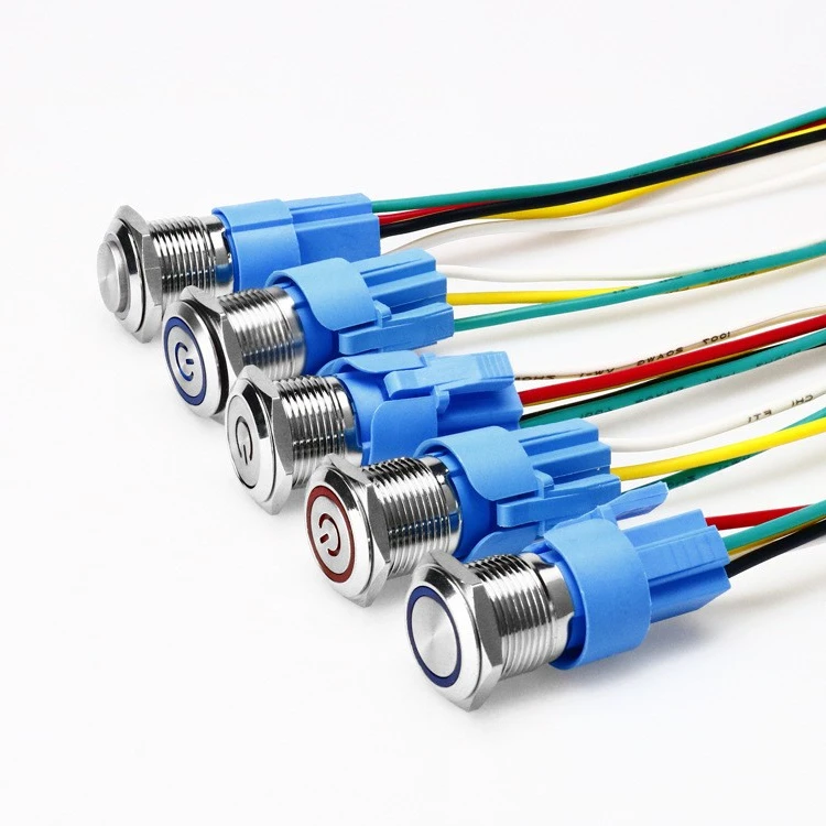 16mm 19mm 22mm Latching Momentary ip67 Push Button Switch 12v Led Switch With connector