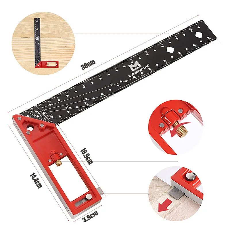 High Quality Carpenter Square Aluminum Framing Square 30cm Square  Ruler L Framing Tools