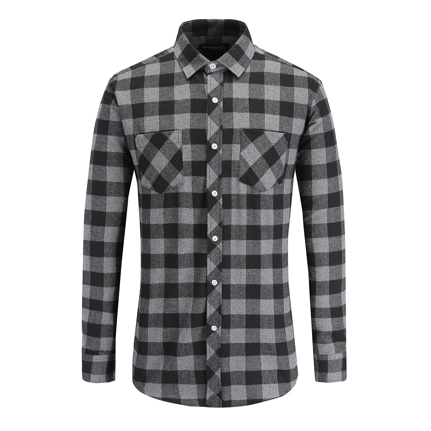 MGOO Custom  Mens  Plaid Pattern Contrast Plaid Print Button Up Pocket Shirt flannel  long Sleeves Shirt wholesale casual shirts