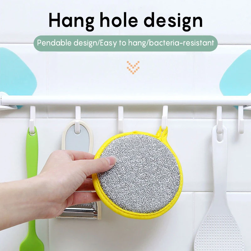 Double-Sided Dish Towel Pot And Bowl Cleaning Sponge Washing Brush Round Scouring Pad Kitchen Cleaning Sponge Wipe