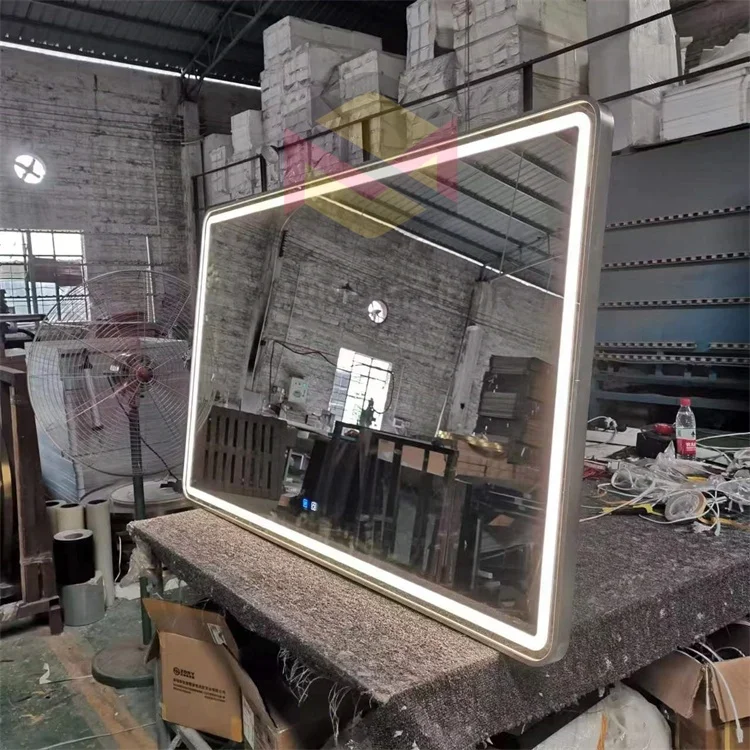 Modern Designer Hotel Home Smart Wall Mounted Large Anti Fog Touch Screen Bathroom Mirror With Light