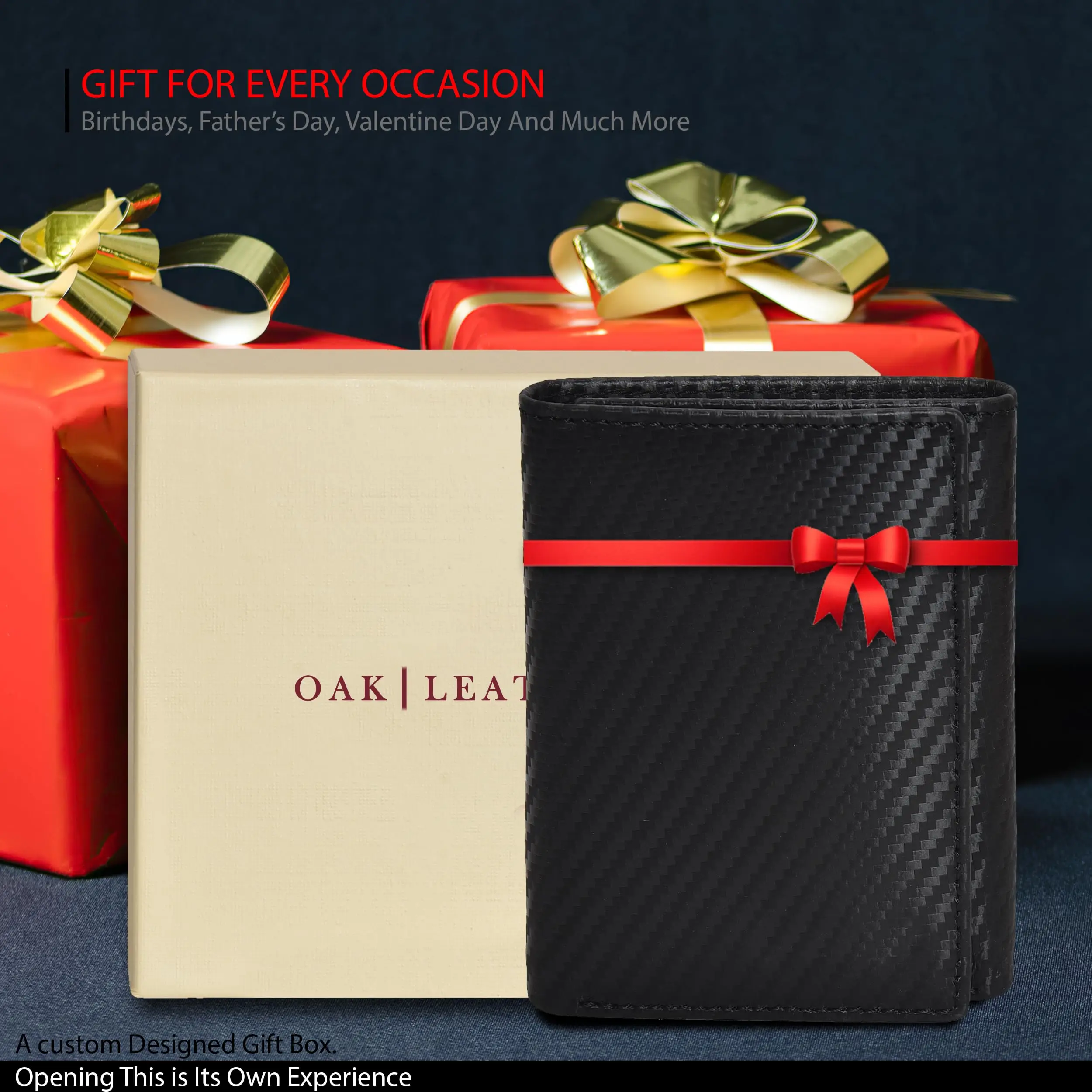 High-capacity Tri-fold Mans Card Case Wallet Leather Credit Card Holder Wallet RFID Blocking Carbon Fiber Leather Wallet