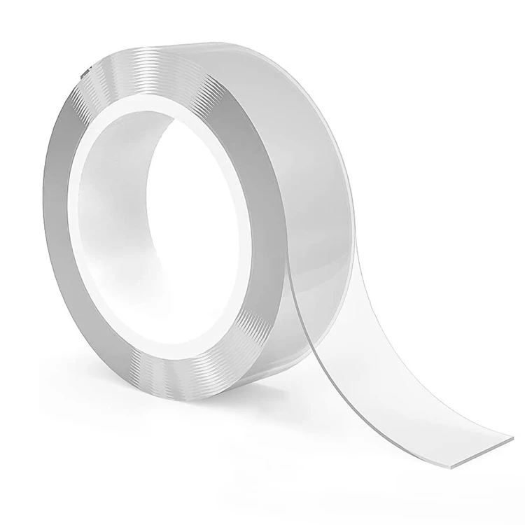 
Double sided washable waterproof reusable strong gel transparent nano suction adhesive tape for household storage 