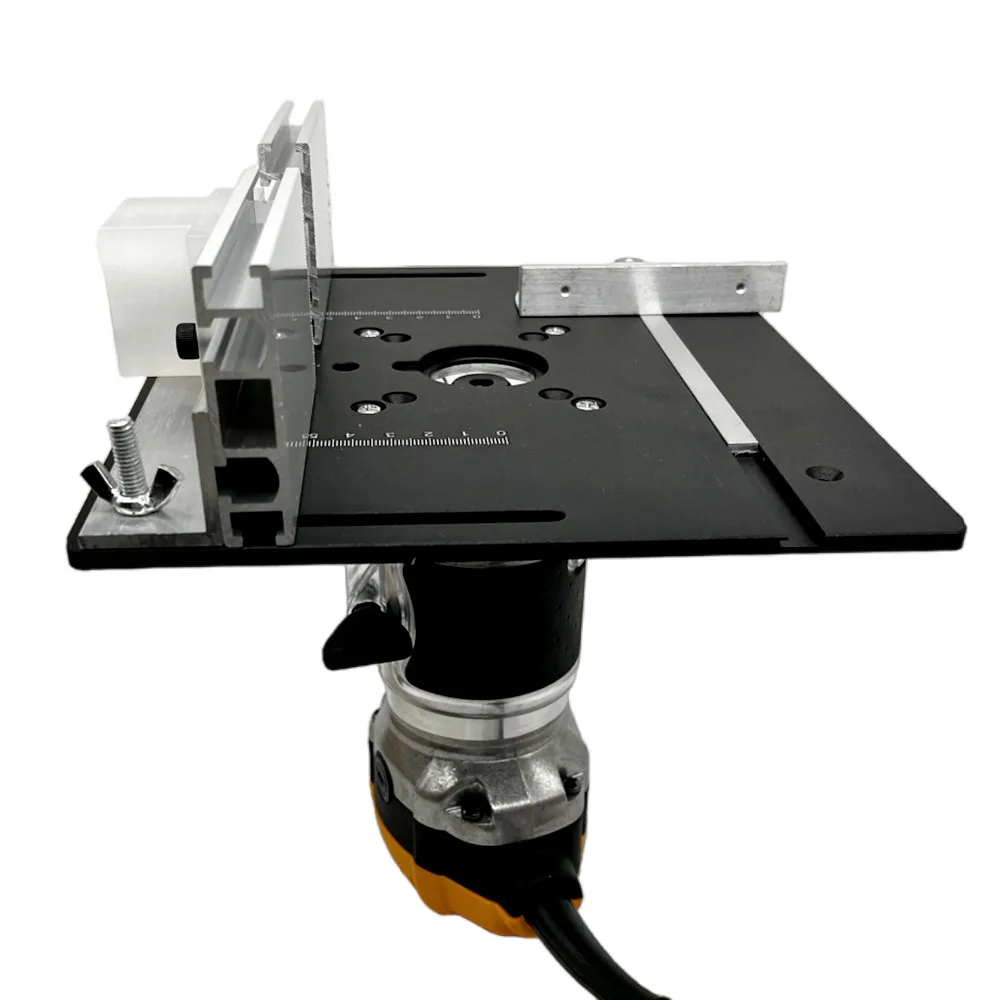 Woodworking Aluminum Router Table Insert Plate W/ Miter Gauge Guide and Bracket for Woodworking Benches Table Saw Hardware Tools