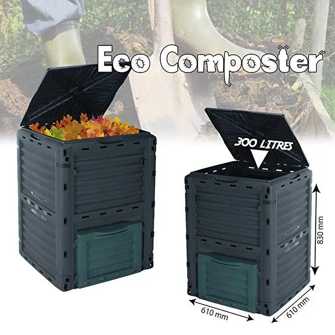 300L Plastic Garden Compost Bin From BPA Free Material, Easy Assembling, Large Capacity,