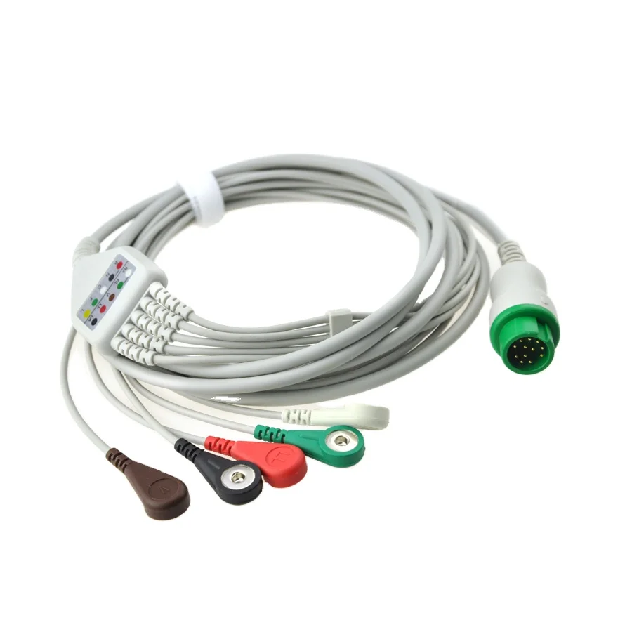 Hot Selling Northern Meditec Aquarius 12Pin ECG Cable with Leadwires 3/5lead Snap