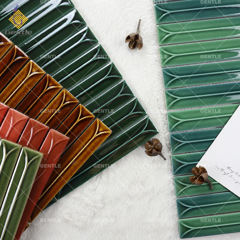 Glossy forest Green hotel home wall decoration Porcelain Mosaic