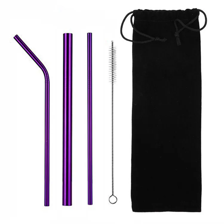 stainless steel metal inox custom reusable bubble tea boba straw with case