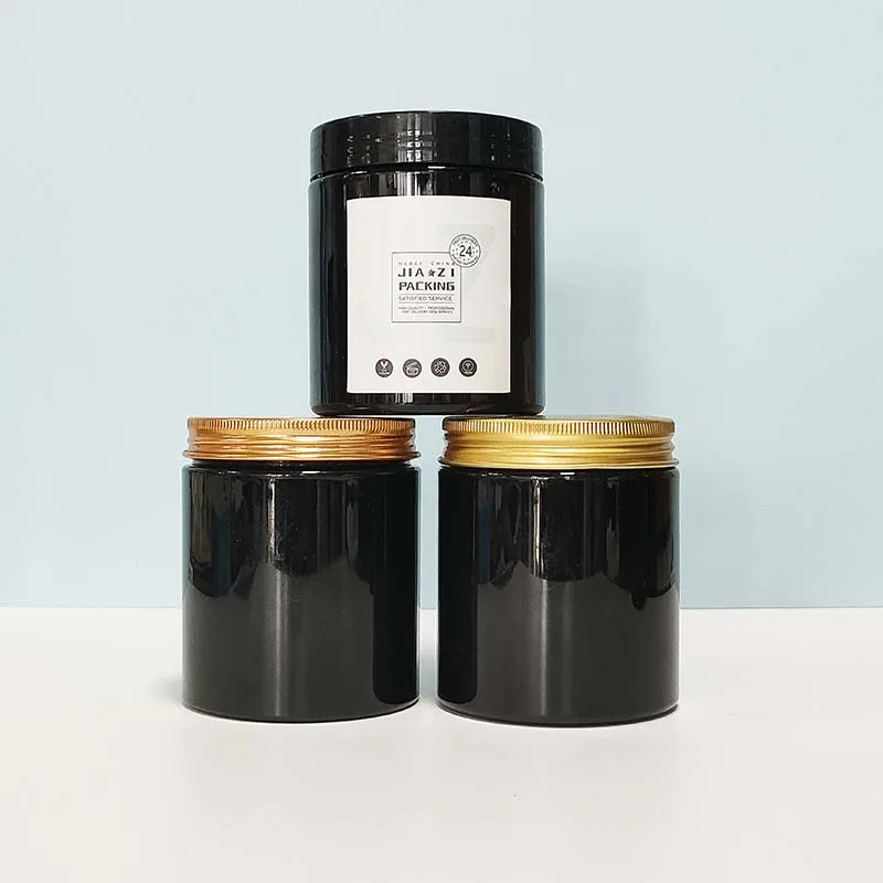 
100ml 150ml 200ml 250ml 300ml 150g Green Wide Mouth 200g Frosted With Gold Lid Pet Plastic Cosmetic Cream Jar 