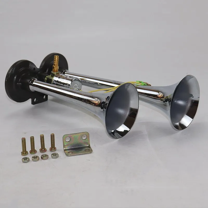 Super Loud Air Horn Dual Trumpet Truck 12V24V Train Truck Car Kit Compressor 150Db