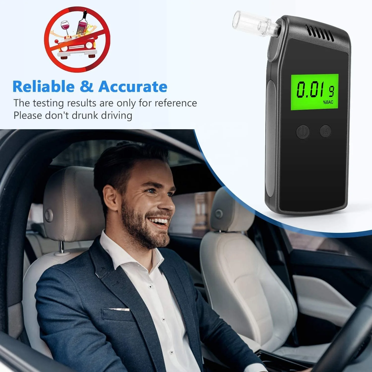 Portable LCD Digital Breath Alcohol Tester High-Precision Alcohol Detector Breathalyzer