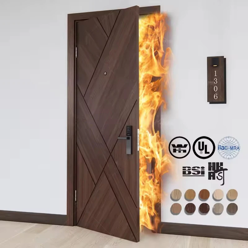Factory Hot Sales BS/EN Certificate 20 30 45 60 90 Minute Wooden Fire Rated Doors For UK 1/2 Hour Fire Rated Door