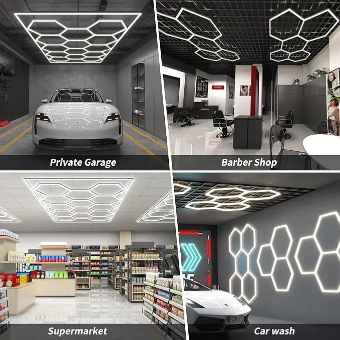 Energy Saving Diy Led Hexagon Honeycomb Car Workshop Garage Light Garage light Gym light