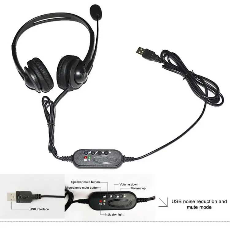 
Computer Headset USB Headset with Microphone Noise Cancelling Headphone Overhead Headphone for Gaming Online Learning 