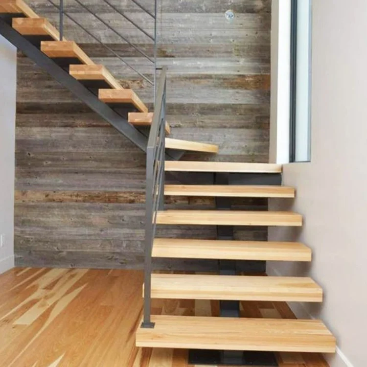 modern folding L shape beech curved wood stairs