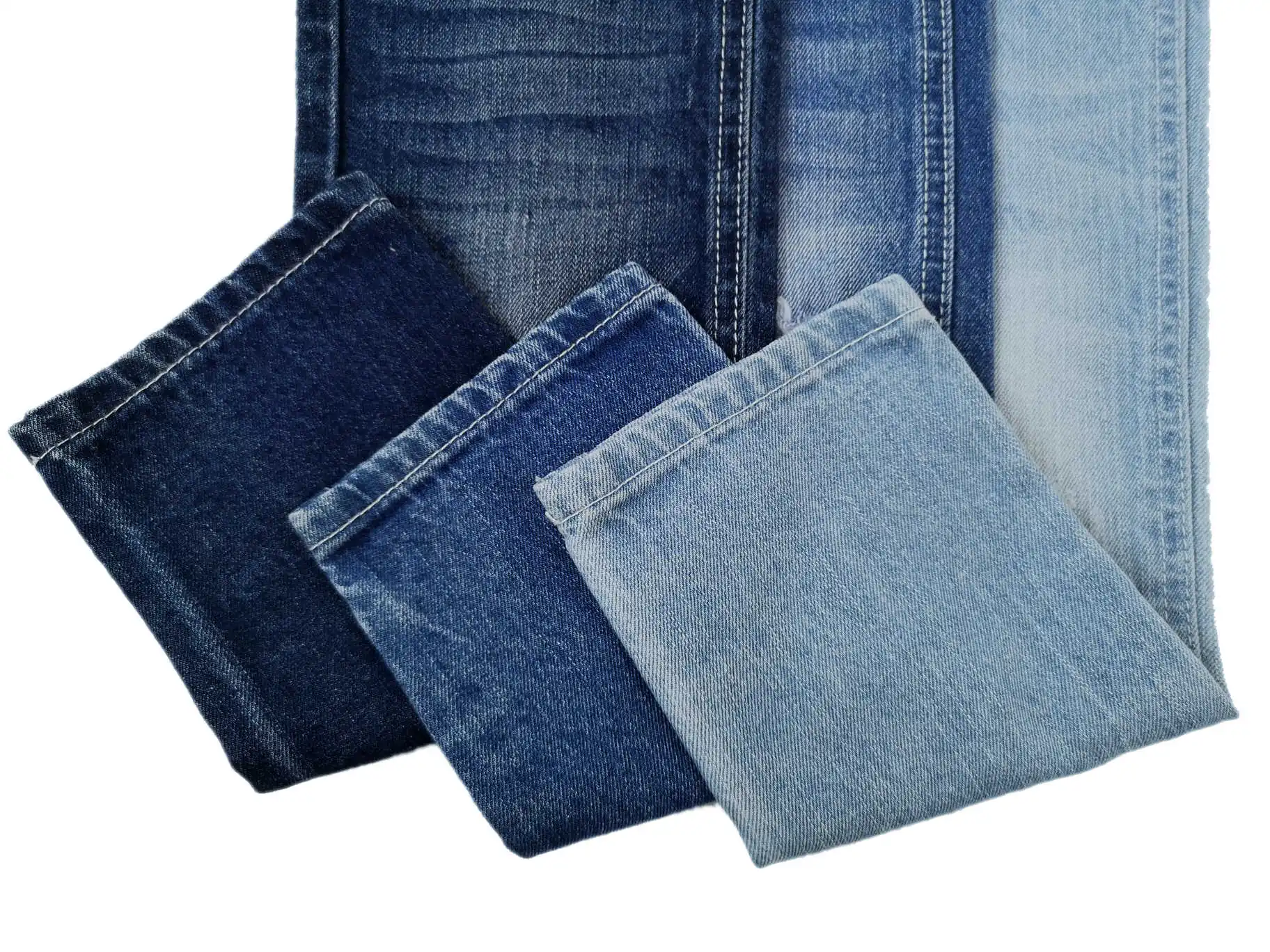 718 High quality cotton polyester viscose warp slub denim fabric for jeans wholesale
