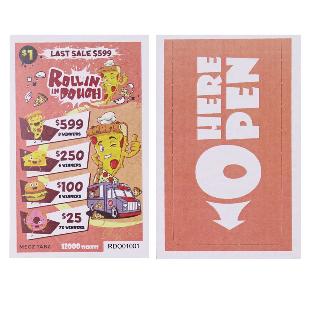 High Quality Popular lottery game instant pull tab win prize peel off reveal cards