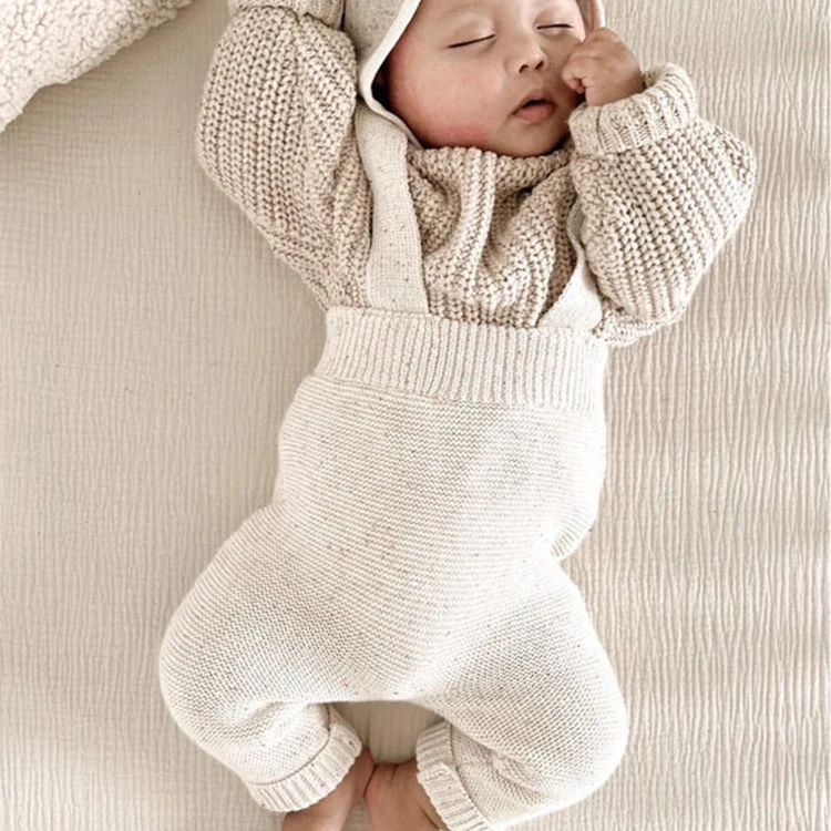 Custom Organic Cotton Baby Clothes Kids Knitted Fabric Knitwear Pants