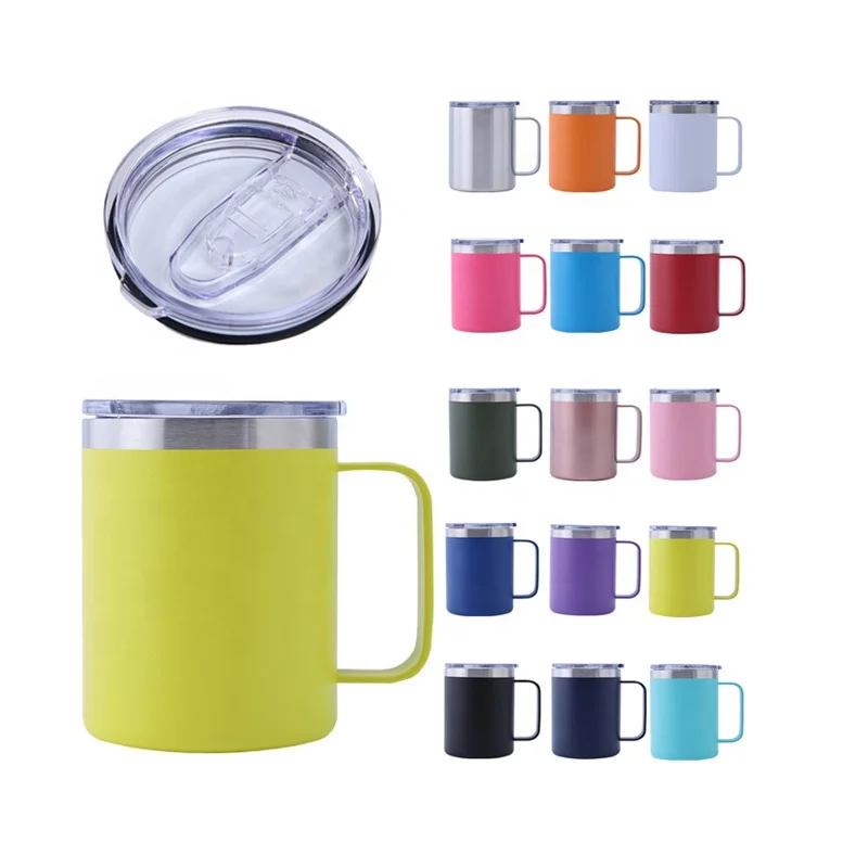Insulated Stainless Steel Travel Tumbler 10oz 12oz 14oz Coffee Mug Cup With Handle