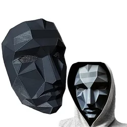 Stock 2021 tv Korean series costume retractable black masked man soldier boss cosplay Halloween face vip squid game mask