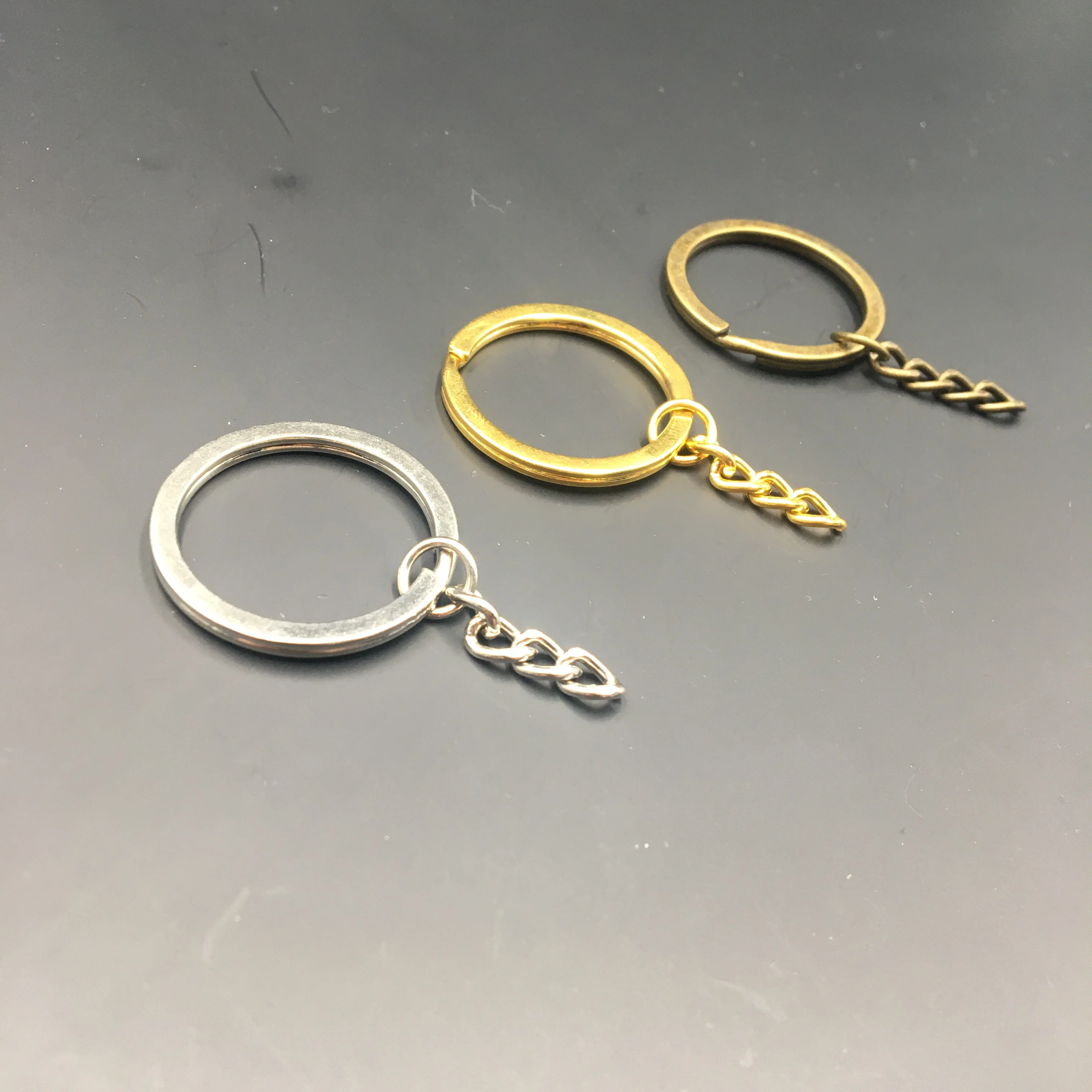 1.5*25 mm stainless steel iron round split rings keyring with chain