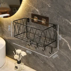 Waterproof Square No Drilling Wall Mounted Metal Bathroom Storage Adhesive Shelf Organizer Multi Functional Storage Rack