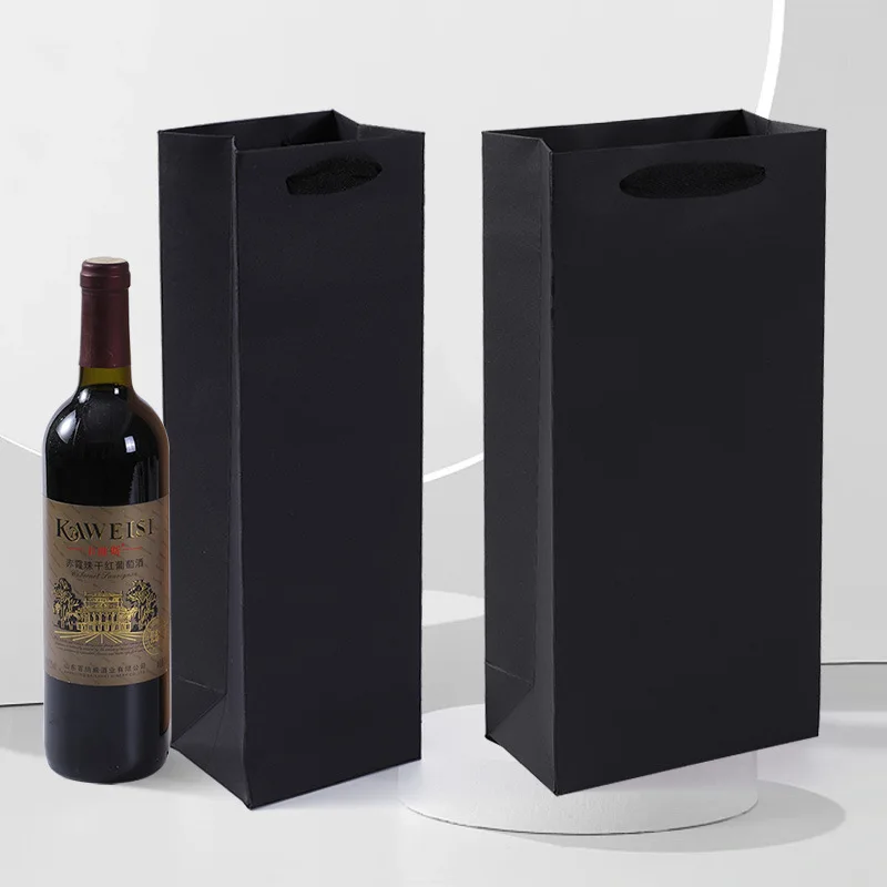 Manufacturer Wholesale Single and Double Bottle Red Wine and Grape Wine Paper Bags Rectangular Paper Wine Bags with Custom Logo