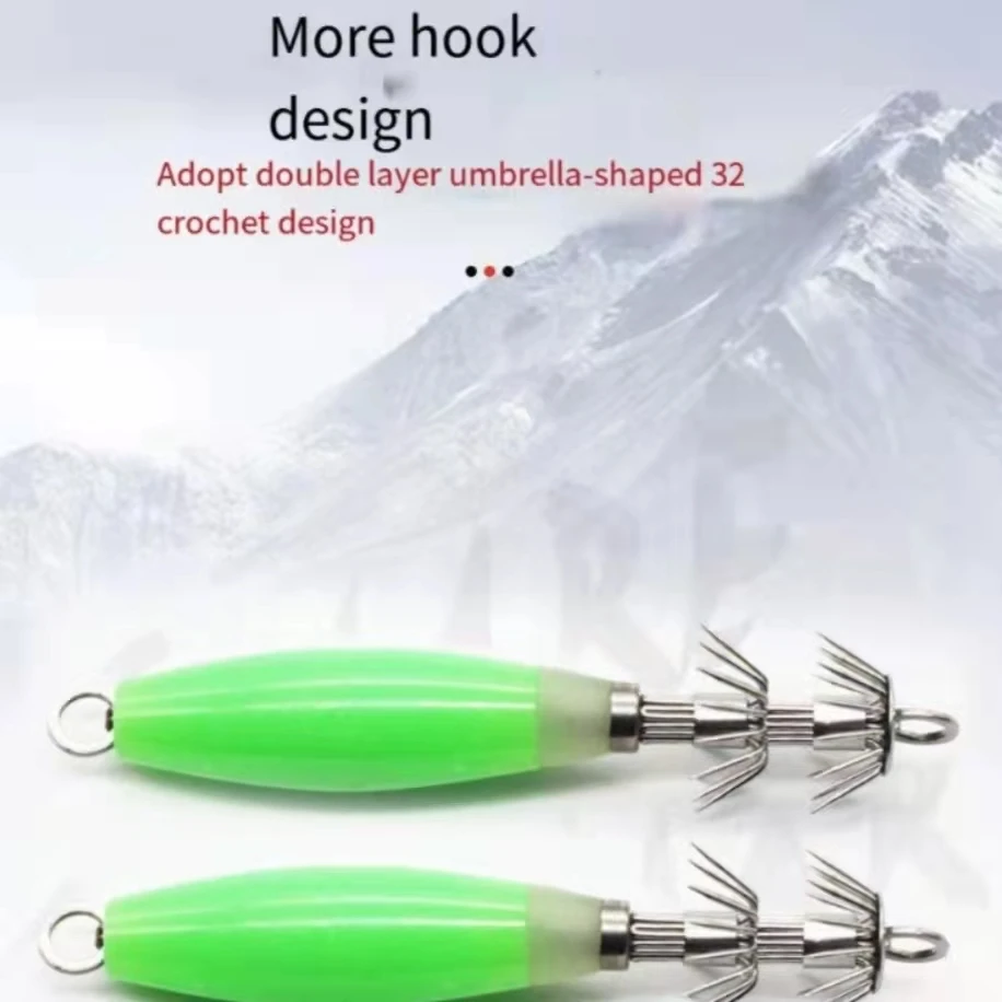 KY 120mm*14g Luminous squid jigger for commercial fishing  Sea fishing special hook eight claw hook wood shrimp hook fishing