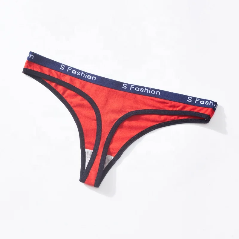 
1814 S Fashion T-Back Briefs Bikini Panty Women Low Waist Letter Cotton Thong G String Panties 