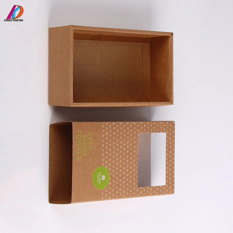 
Hotsale custom logo kraft paper packaging drawer box with clear window 