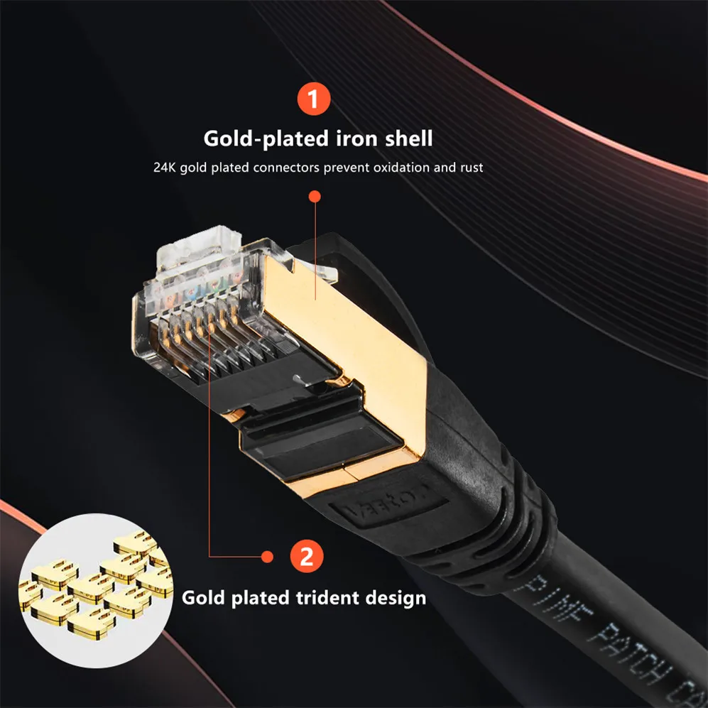 High Speed Cat8 SFTP Lan Cable 2000MHZ 40Gbps RJ45 Connector Patch Cord PVC Jacket High Quality Ethernet Cable