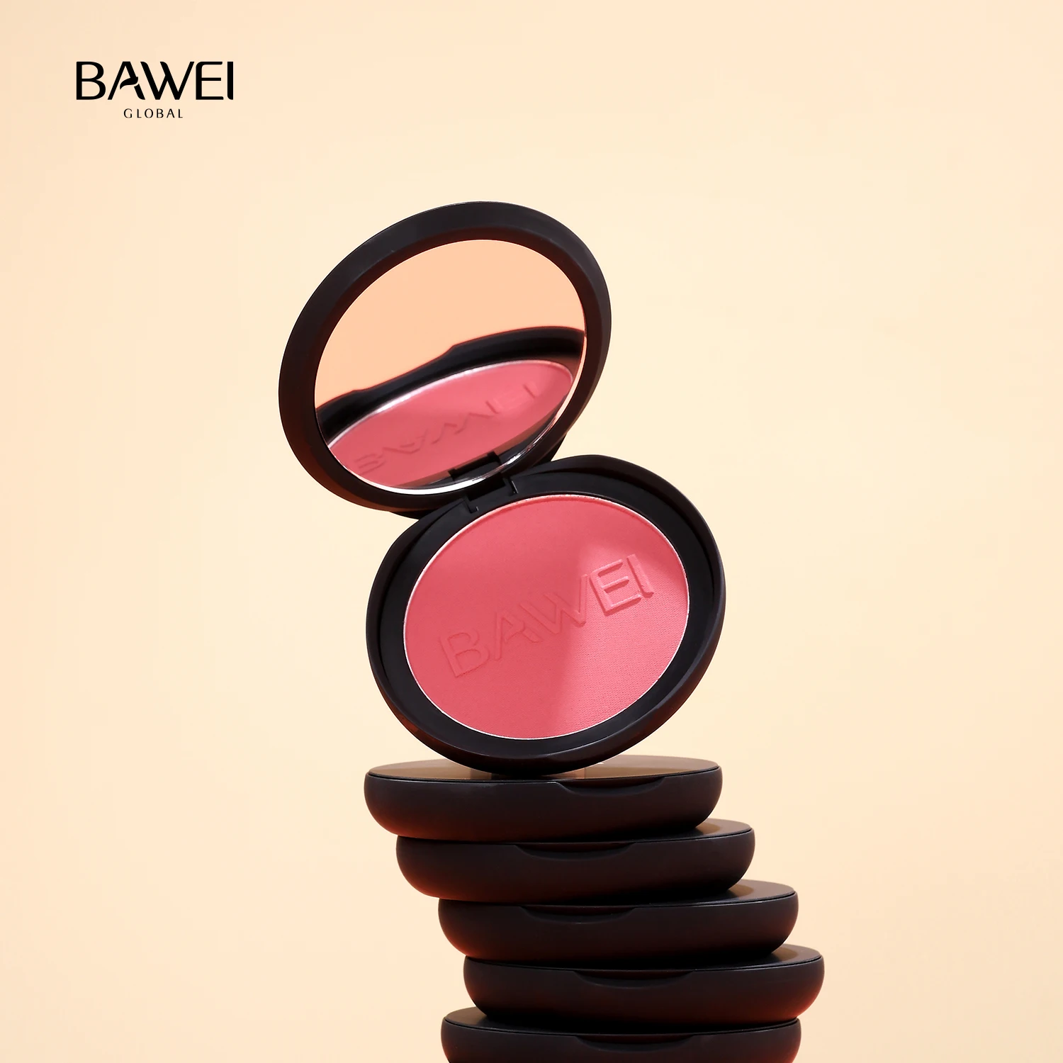 BAWEI Custom Logo Face Makeup Vegan Nude Matte Moisturizing Pressed Powder Blush Palette For Black Skin