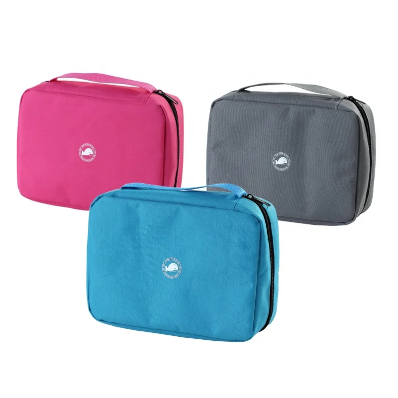 Colorful Polyester Travel Toiletry Bag Cosmetic Bag With Hanger
