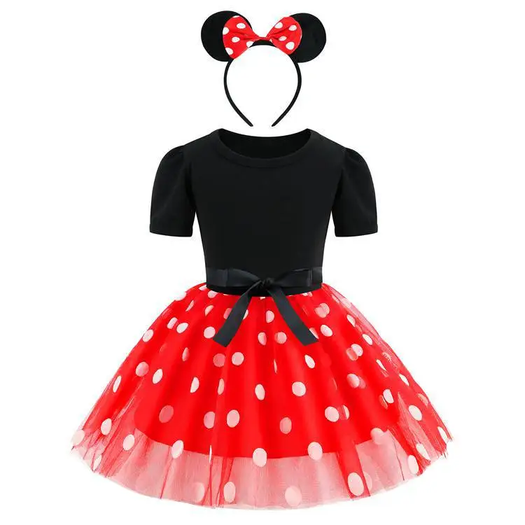 Cute Girls Polka Dots Tutu Children Clothing custom luxury birthday evening wedding party elsa princess kids dress for girls