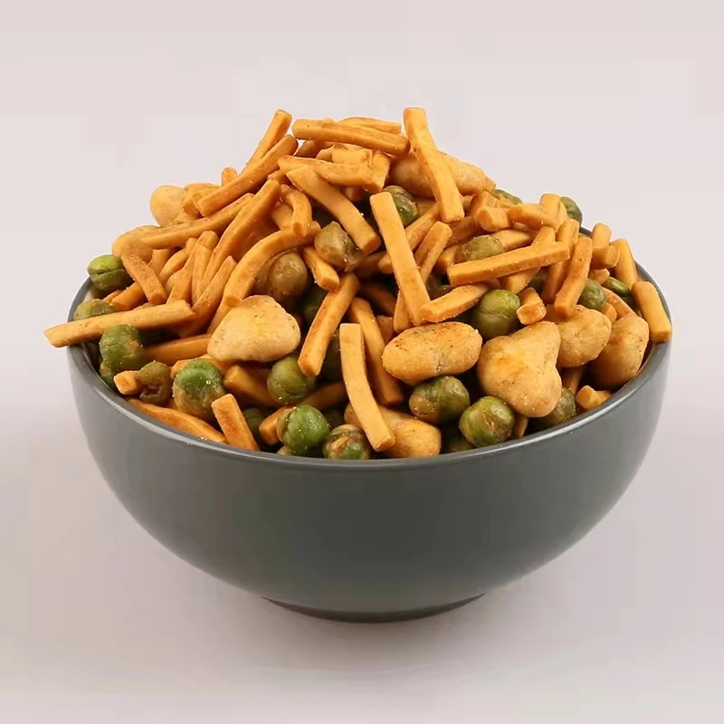 Indian Mix Crackers With Peanuts and Green Peas
