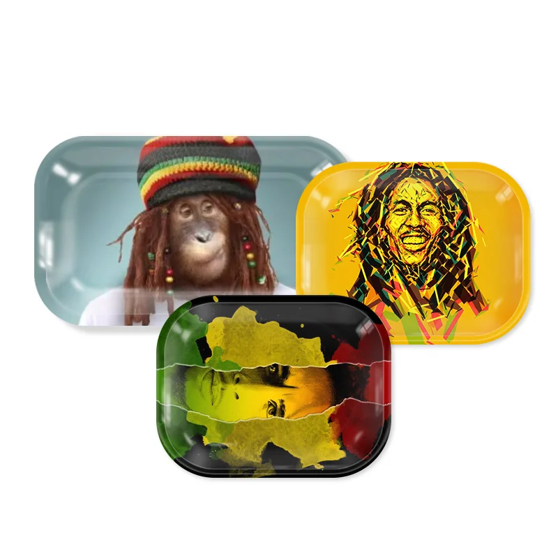 wholesale mixed design opp bag package rolling trays any size metal rolling tray New design custom logo rolling trays