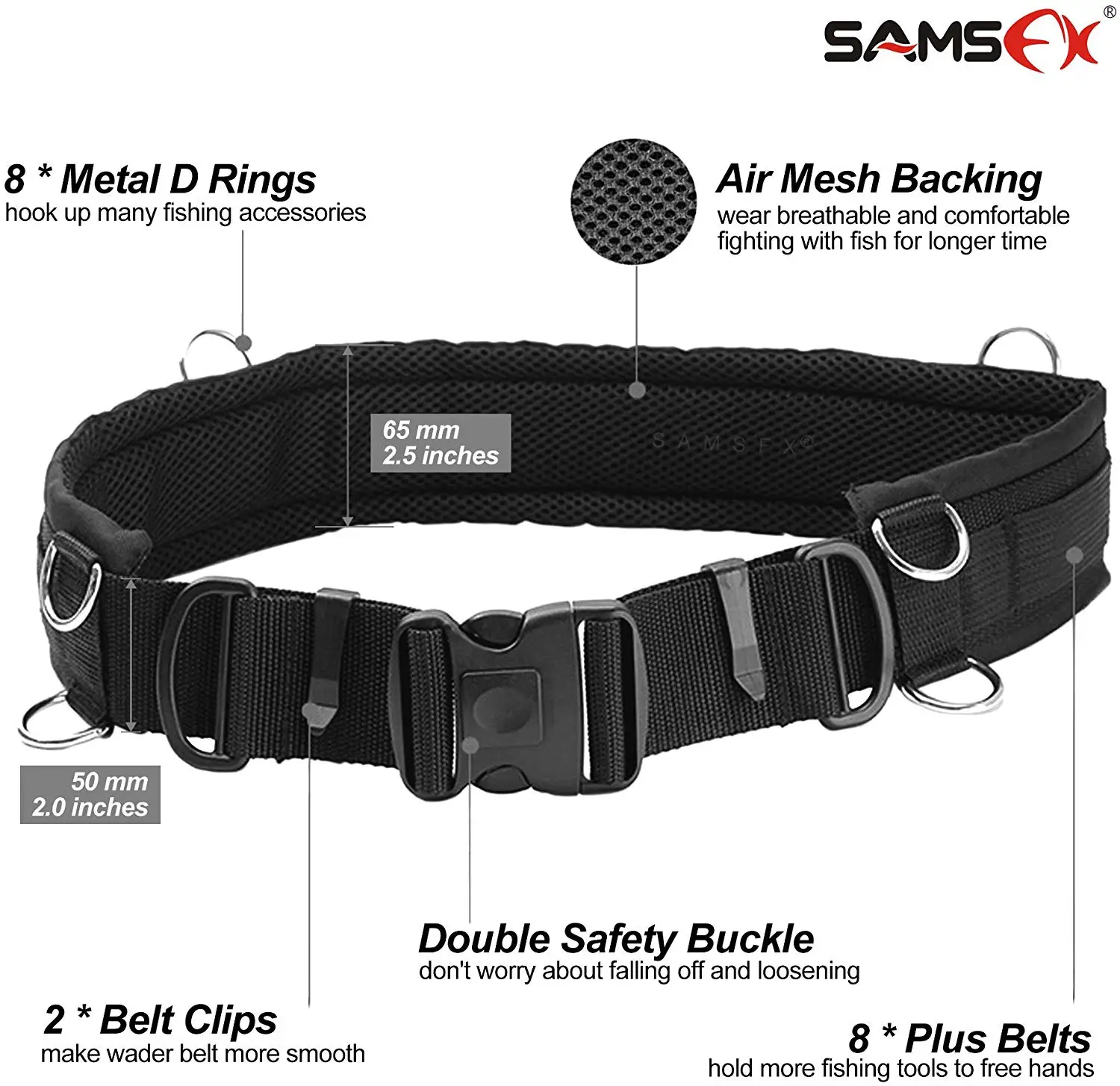 
SAMSFX Deluxe 2inches Wading Belt Straps Adjustable Wader Fishing Belts for Surf Casting Kayak Fishing Accessories 