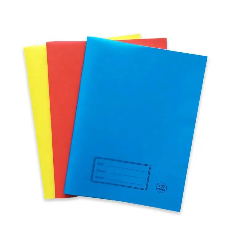 Factory Direct Stationery Exercise Books 100 Pages Custom Plastic Cover Inner Paper Exercise Book For School