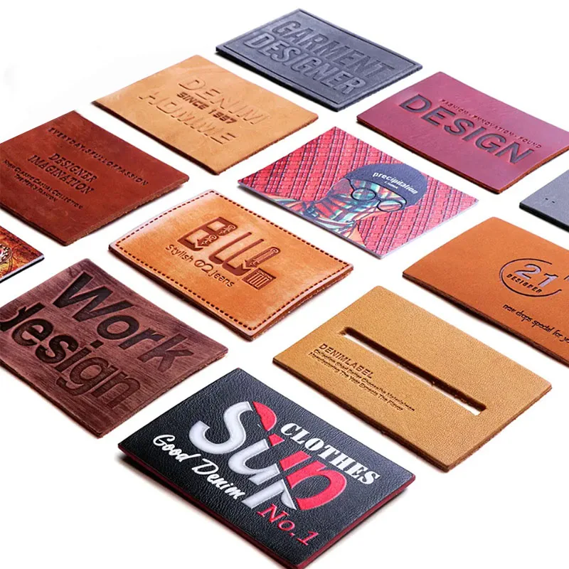 Custom high quality leather PU patches with logo for clothing accessories bags jeans