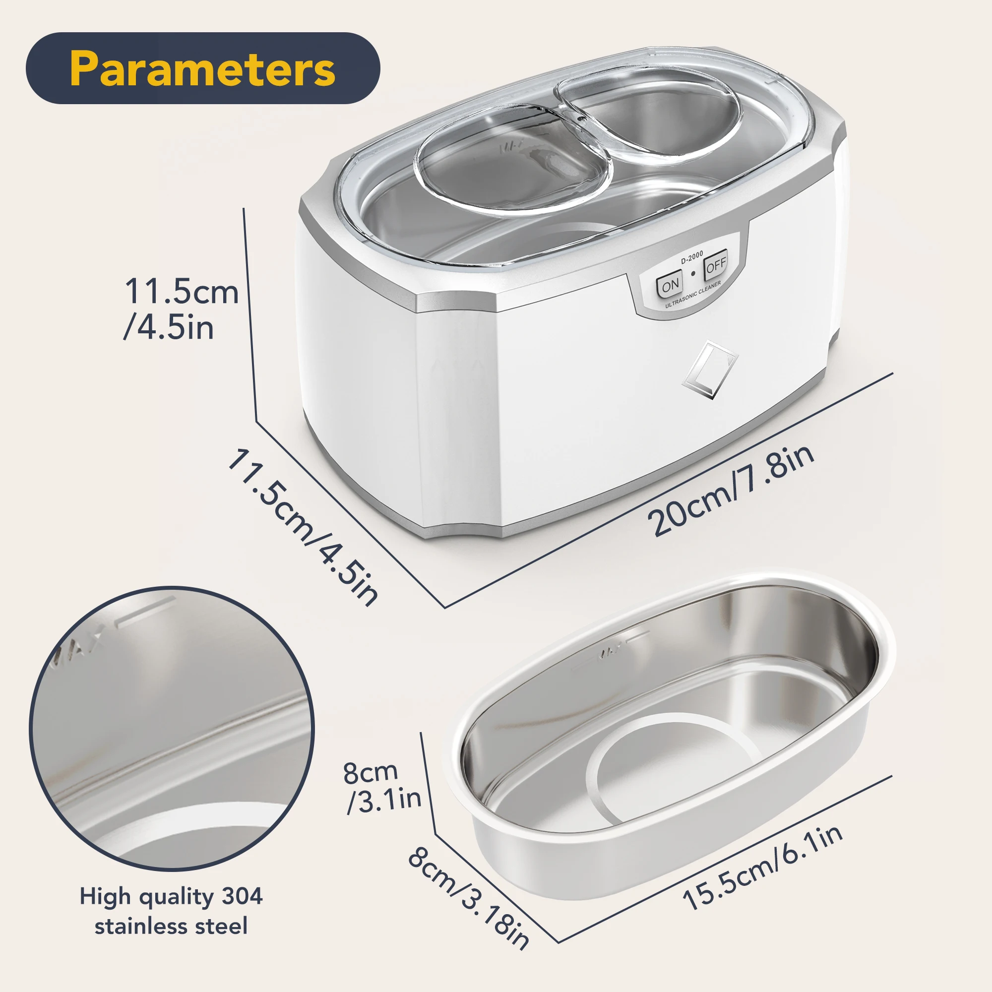 High Quality Factory Household Directly Mini Portable Jewelry Ultrasonic Cleaner Ultrasonic Glasses Cleaners